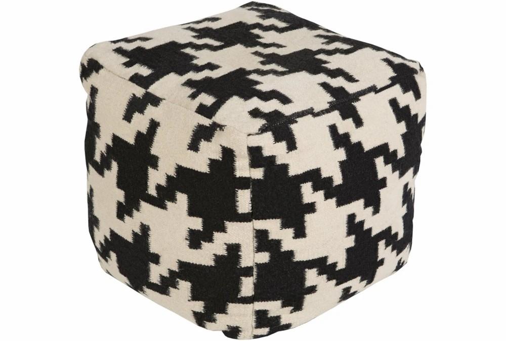 Poufs | Pouf-Black Cream Houndstooth Small Decor Poufs