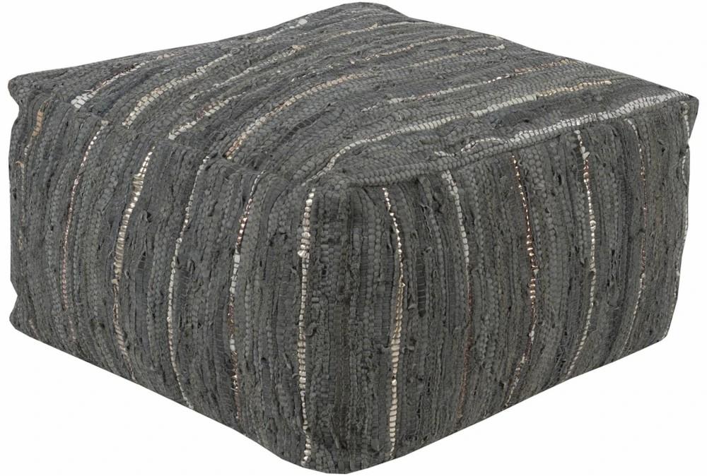 Poufs | Pouf-Black White Woven Leather Decor Poufs