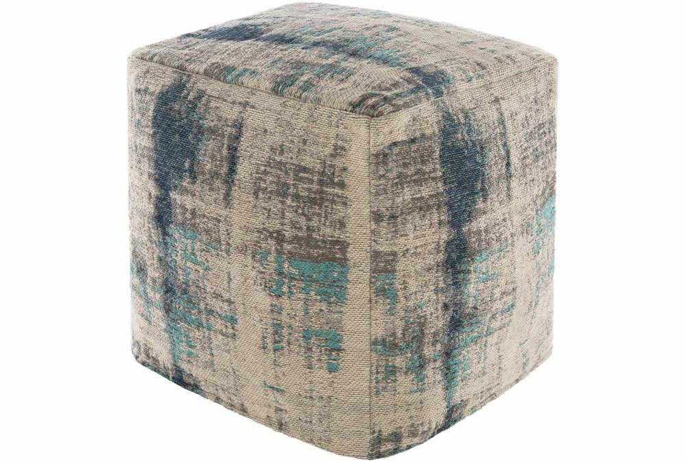 Poufs | Pouf-Blue Grey Jacquard Decor Poufs