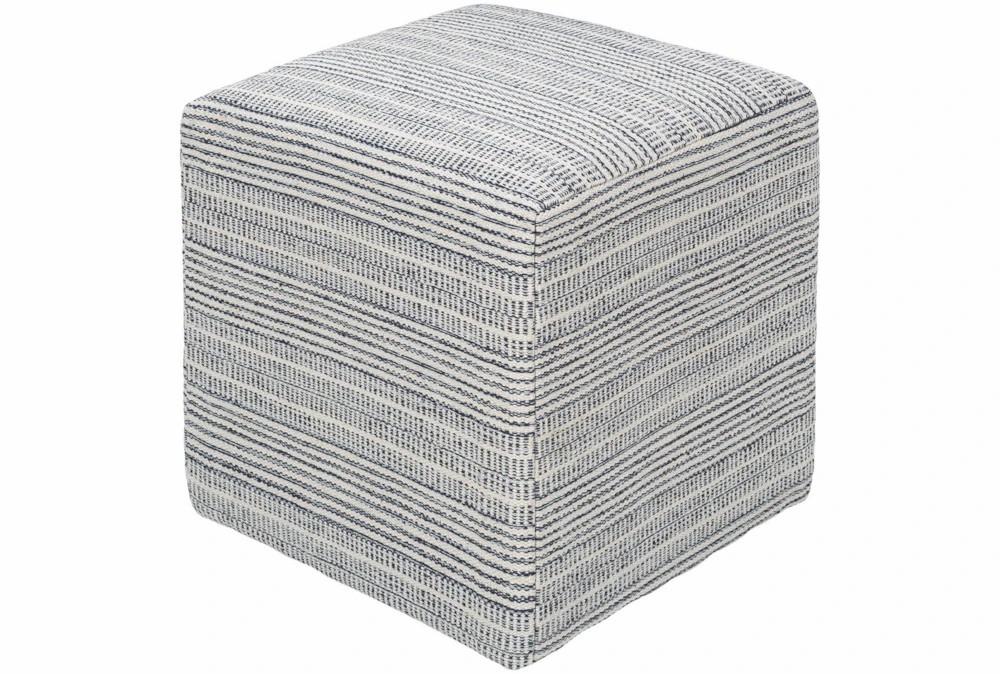 Poufs | Pouf-Blue Ivory Stripes Decor Poufs