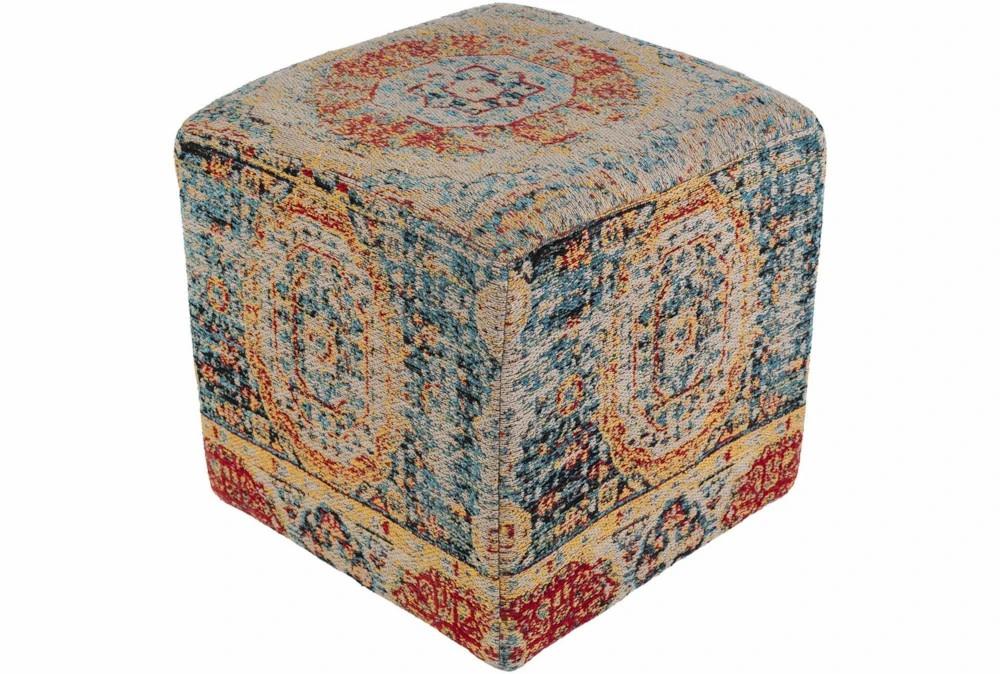 Poufs | Pouf-Blue Orange Traditional Decor Poufs