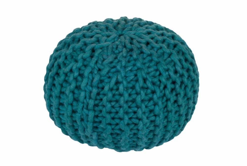 Poufs | Pouf-Cabled Teal Decor Poufs