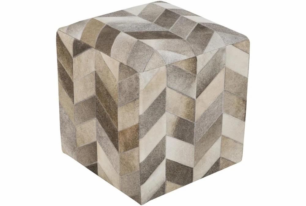 Poufs | Pouf-Camel Cream Chevron Hair On Hide Decor Poufs