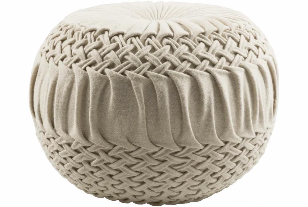 Poufs | Pouf-Cream Knitted Round Decor Poufs