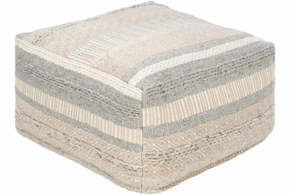 Poufs | Pouf-Grey Beige Stripe Decor Poufs