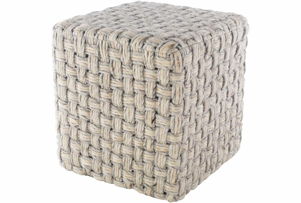 Poufs | Pouf-Grey Cream Basket Weave Decor Poufs