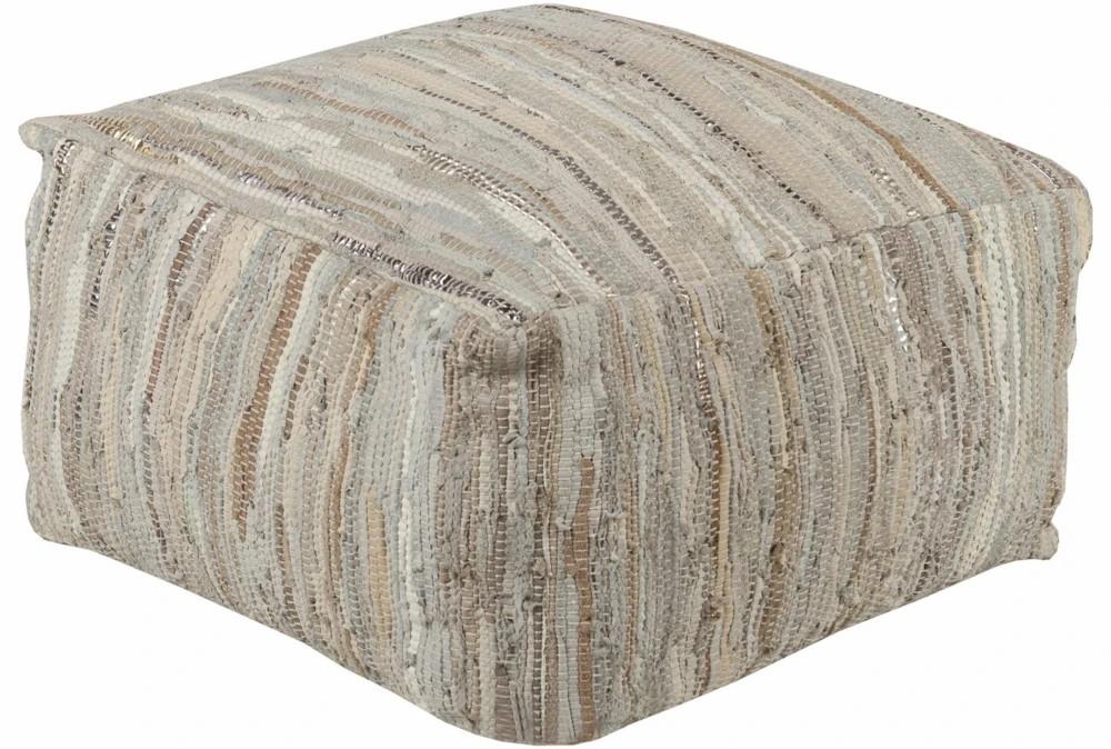 Poufs | Pouf-Grey Natural Woven Leather Decor Poufs