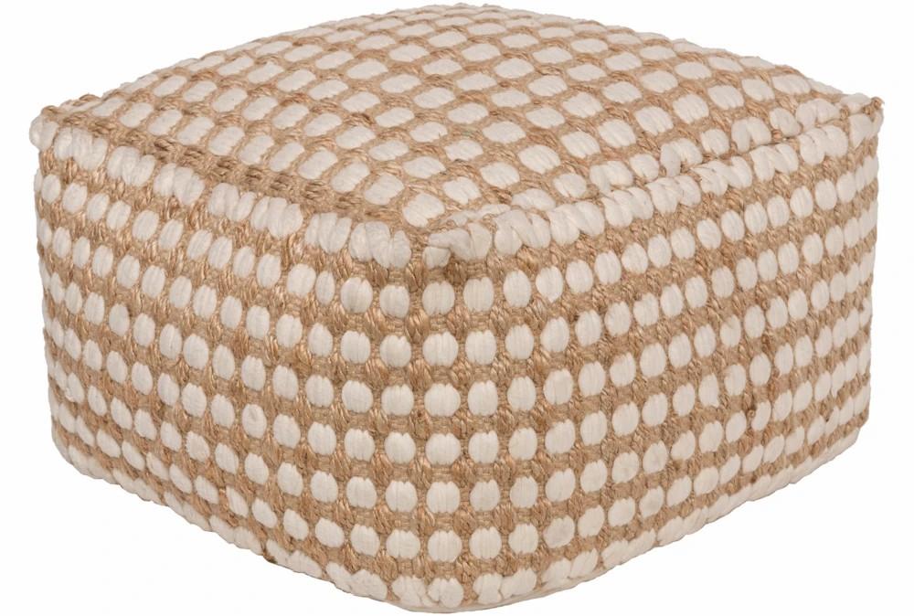 Poufs | Pouf-Ivory And Khaki Jute & Chenille Square Decor Poufs