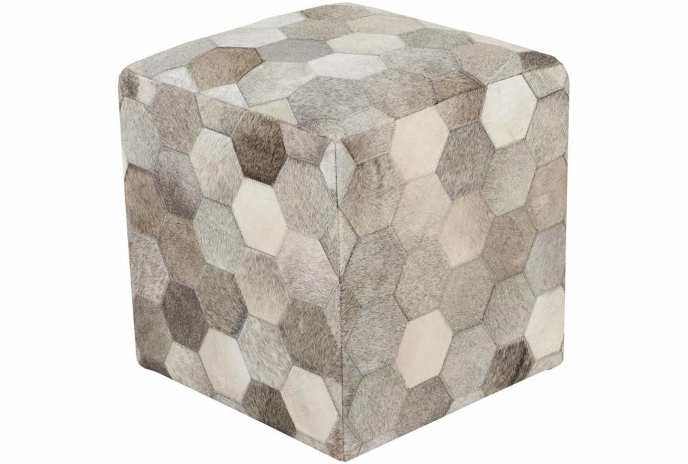 Poufs | Pouf-Natural Patched Hair On Hide Cube Decor Poufs