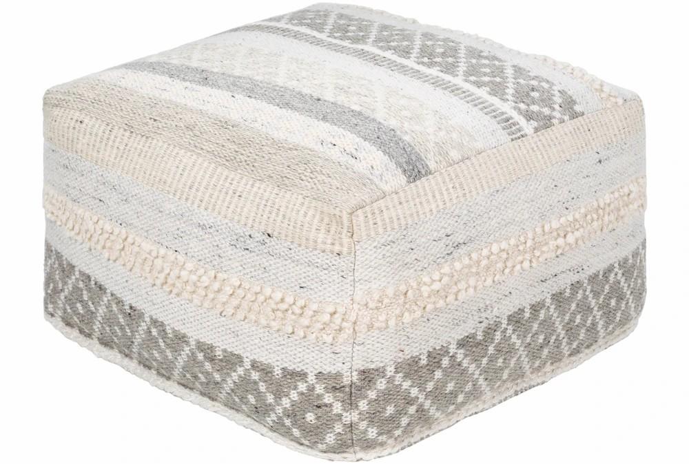 Poufs | Pouf-Textured With Striped Pattern Natural Decor Poufs