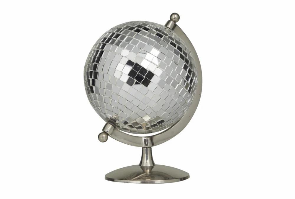 Sculptures + Figurines | 10″ Silver Metal Disco Ball Globe Decor Decor Sculptures + Figurines