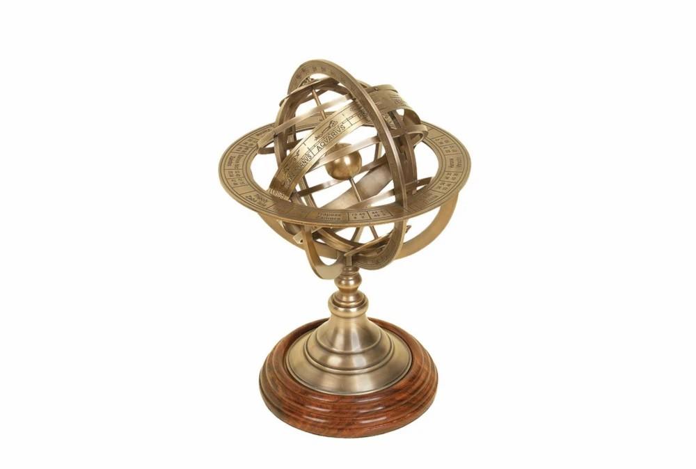 Sculptures + Figurines | 11 Inch Brass Globe Armillary Decor Sculptures + Figurines