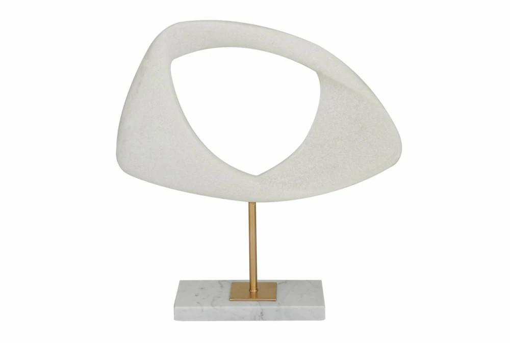 Sculptures + Figurines | 13 Inch White + Gold Modern Abstract Sculpture On Stand Decor Sculptures + Figurines