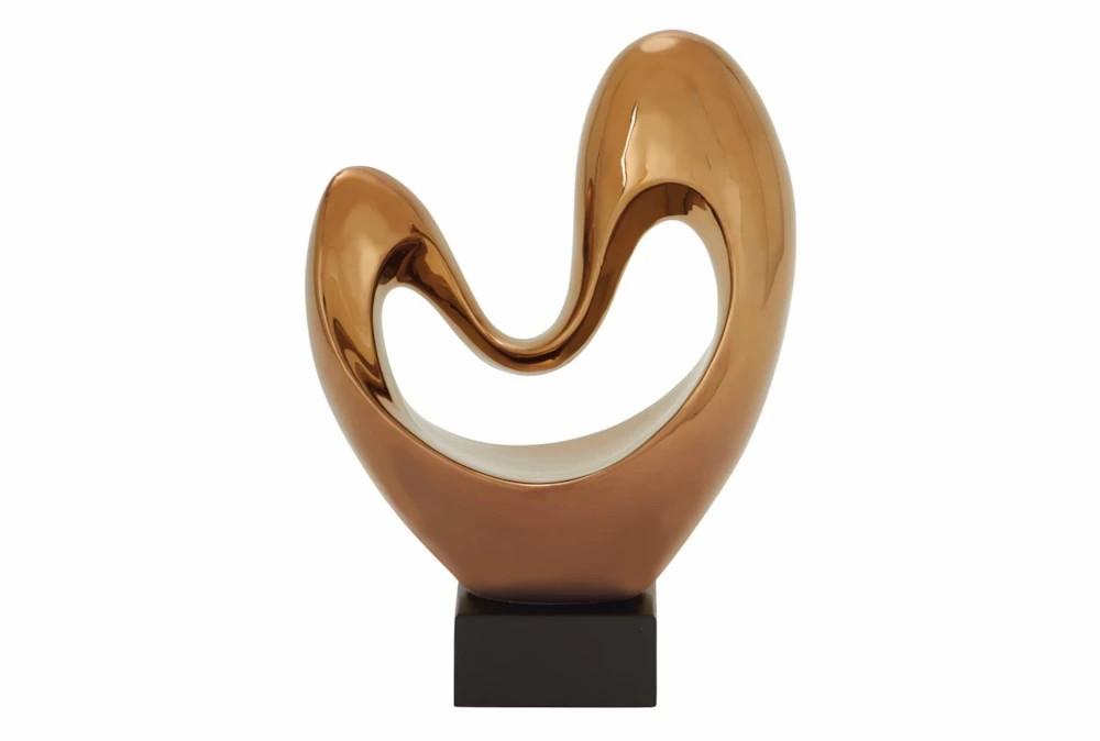 Sculptures + Figurines | 14 Inch Copper Porcelain Heart Abstract Sculpture With Black Base Decor Sculptures + Figurines