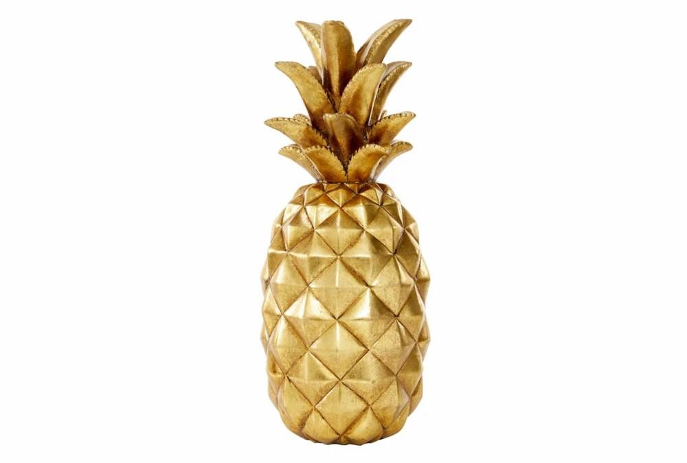 Sculptures + Figurines | 14 Inch Gold Polystone Pineapple Fruit Sculpture Decor Sculptures + Figurines