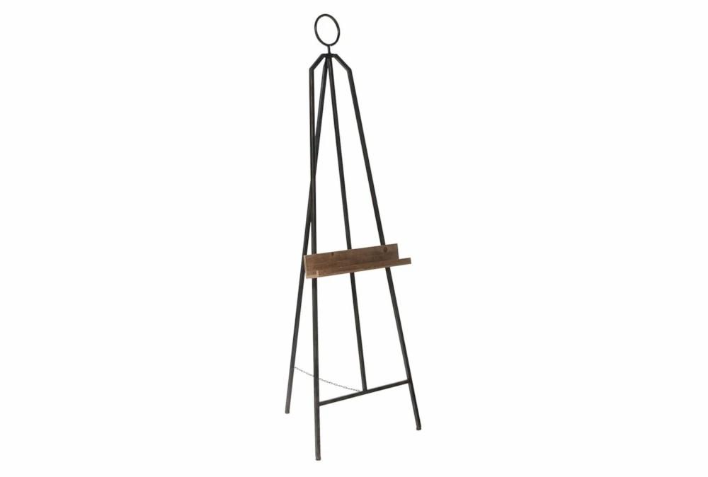 Sculptures + Figurines | 16X52 Black Metal Large Free Standing Adjustable Display Stand Easel With Chain Support And Wood Tray Decor Sculptures + Figurines