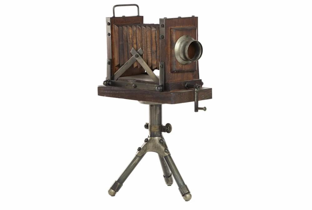 Sculptures + Figurines | 17 Inch Brown Vintage Style Tripod Camera Sculpture Decor Sculptures + Figurines