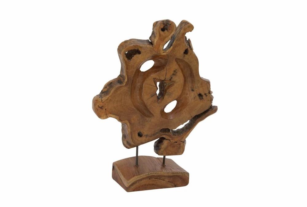 Sculptures + Figurines | 19 Inch Natural Teak Wood Sculpture On Stand Decor Sculptures + Figurines