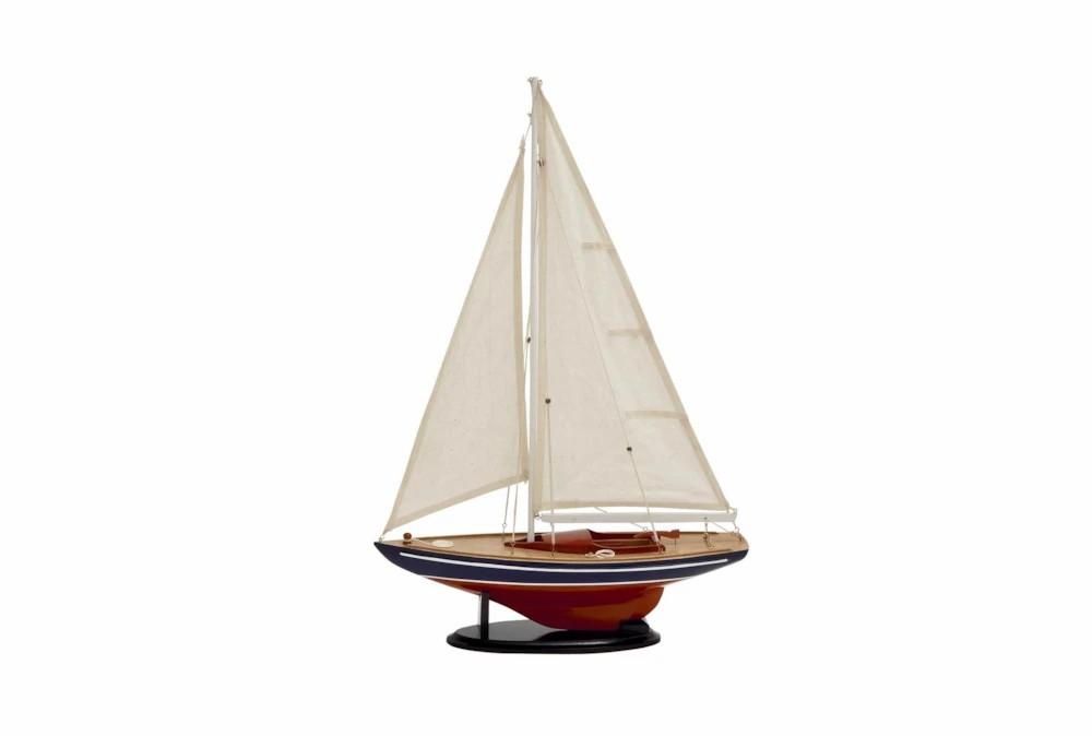 Sculptures + Figurines | 26 Inch Dark Brown Wood Sail Boat Sculpture With Lifelike Rigging Decor Sculptures + Figurines