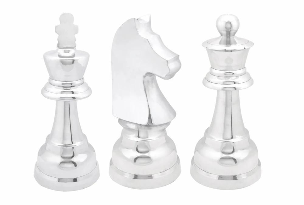 Sculptures + Figurines | 3 Piece Set Aluminum Chess Decor Sculptures + Figurines