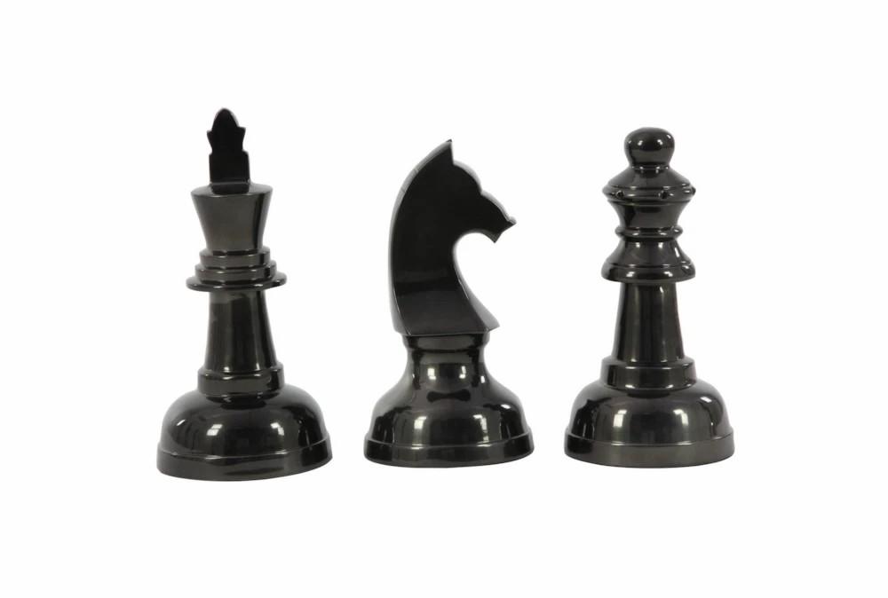 Sculptures + Figurines | 3 Piece Set Dark Chess Pieces Decor Sculptures + Figurines