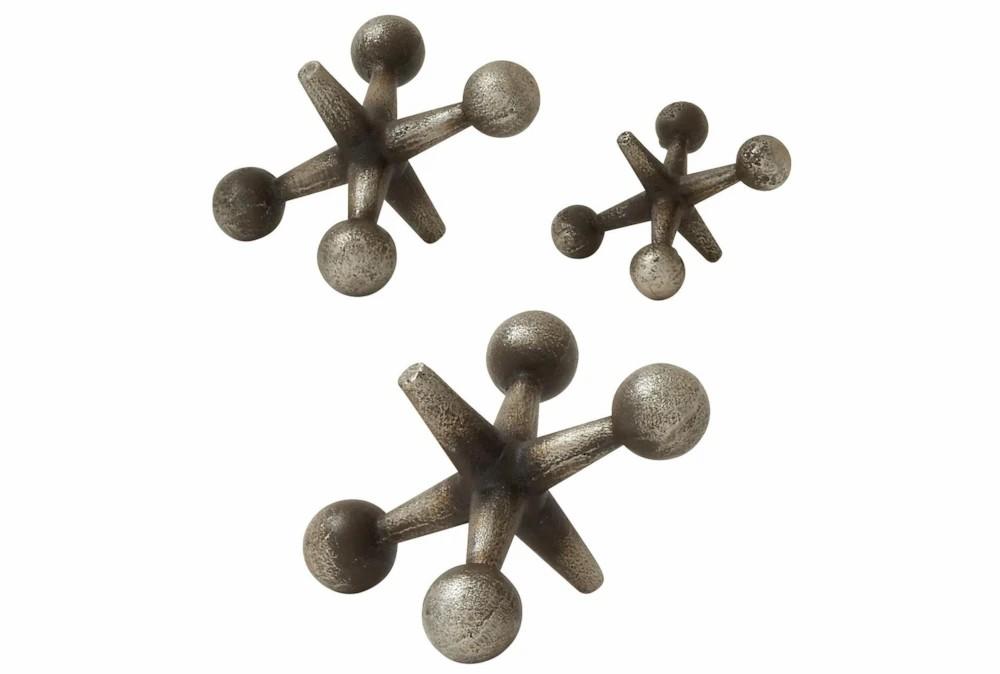 Sculptures + Figurines | 5, 7, + 9 Inch Silver Metal Jack Sculpture Set Of 3 By Cosmoliving Decor Sculptures + Figurines