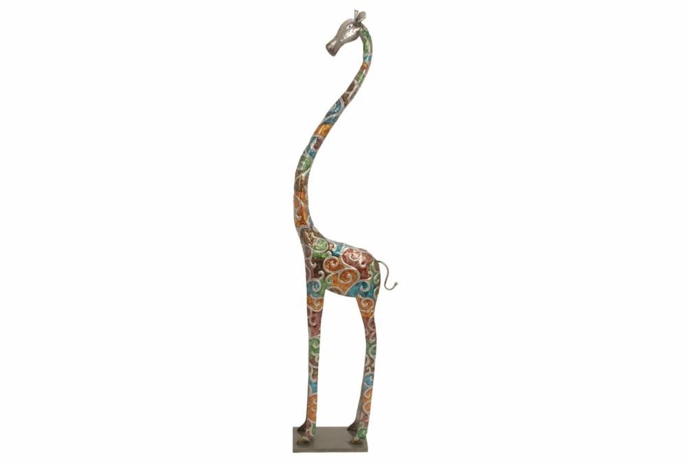 Sculptures + Figurines | 73 Inch Multi Colored Metal Indoor Outdoor Tall Giraffe Sculpture With Detailed Embossed Scrollwork Decor Sculptures + Figurines