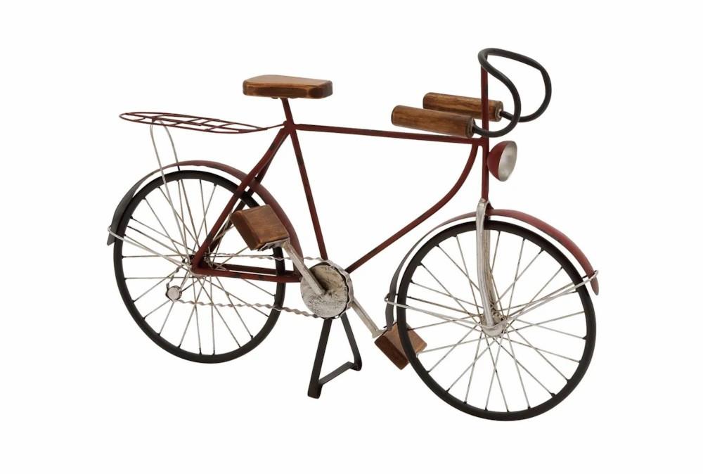 Sculptures + Figurines | Black 14 Inch Metal Wood Bicycle Sculpture Decor Sculptures + Figurines