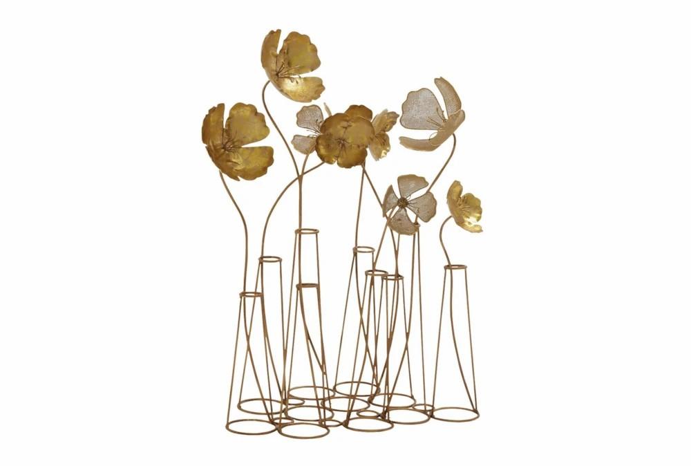 Sculptures + Figurines | Gold 21 Inch Metal Flower Table Decor Decor Sculptures + Figurines