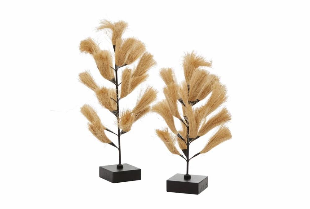 Sculptures + Figurines | Jute Metal + Wood Sculptures Set Of 2 Decor Sculptures + Figurines