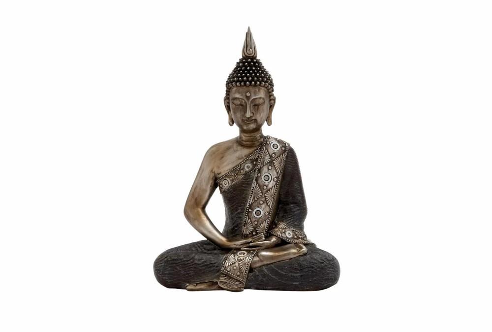 Sculptures + Figurines | Resin Black And Brown Sitting Buddha Decor Sculptures + Figurines