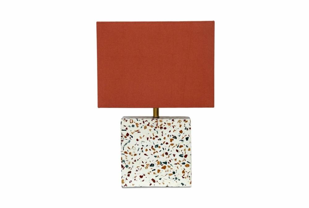 Table Lamps | 17.5″ Multicolor Terrazzo Square And Orange Shade Table Lamp Decor Table Lamps