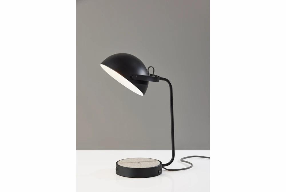 Table Lamps | 18 Inch Matte Black Metal Swivel Dome Desk Table Lamp With Wireless Charge +Usb Decor Table Lamps