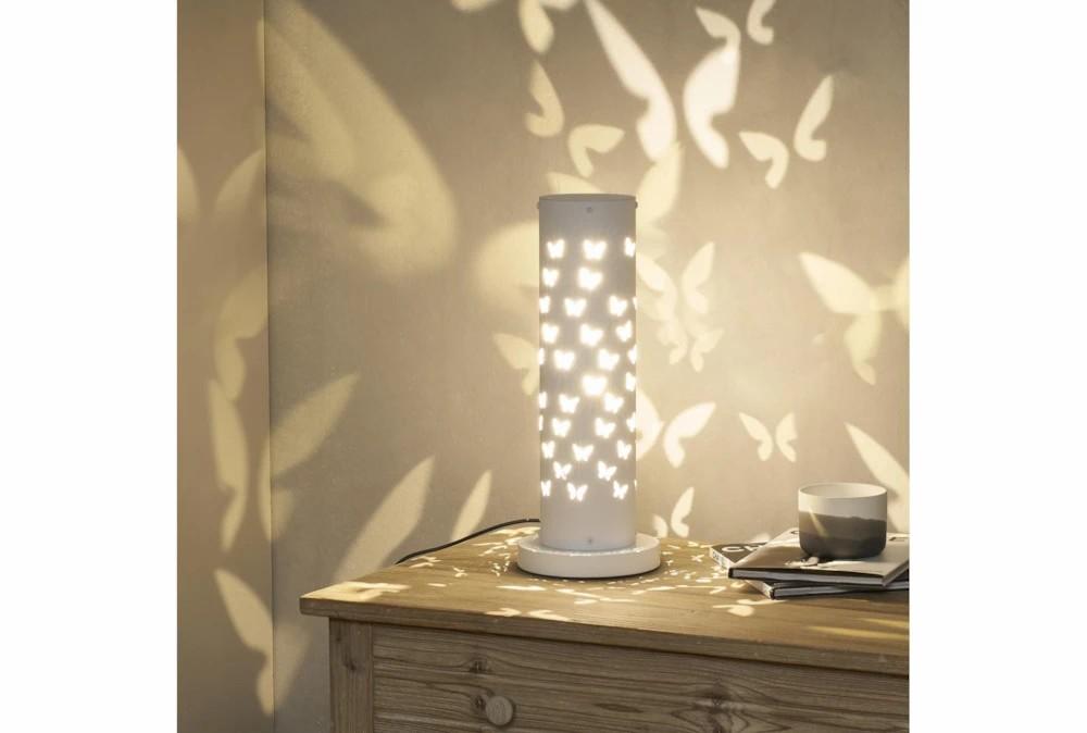 Table Lamps | 18 Inch White Metal Butterfly Shadow Tower Table Lamp Decor Table Lamps