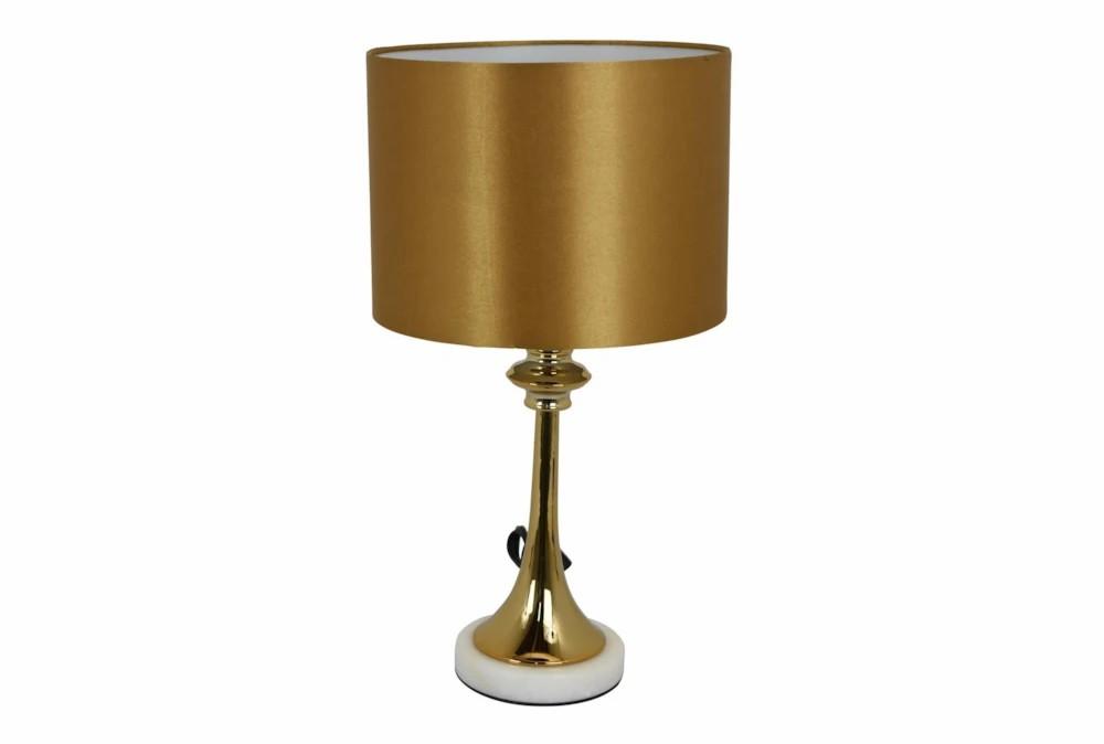 Table Lamps | 20″ Gold + Marble Base Tulip Lamp With Gold Shade Decor Table Lamps