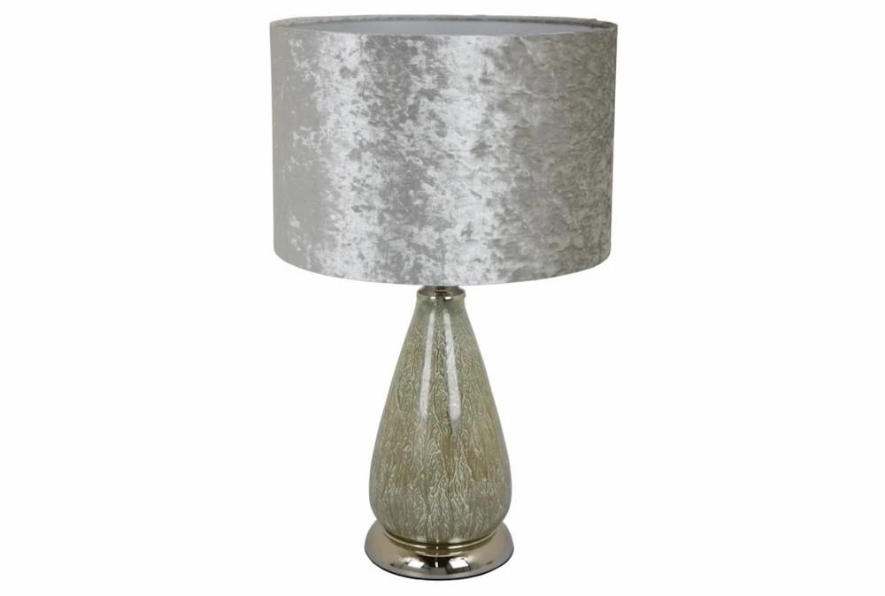 Table Lamps | 22″ Silver + Green Marbled Glass Cone Table Lamp W/ Silver Velvet Shade Decor Table Lamps