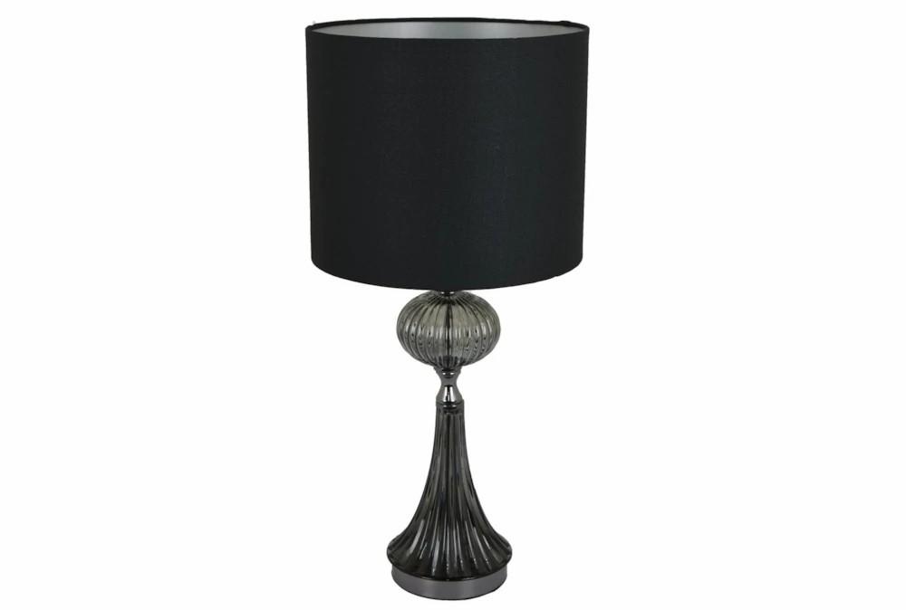 Table Lamps | 25″ Smoke Grey Fluted Glass Table Lamp With Black Shade Decor Table Lamps