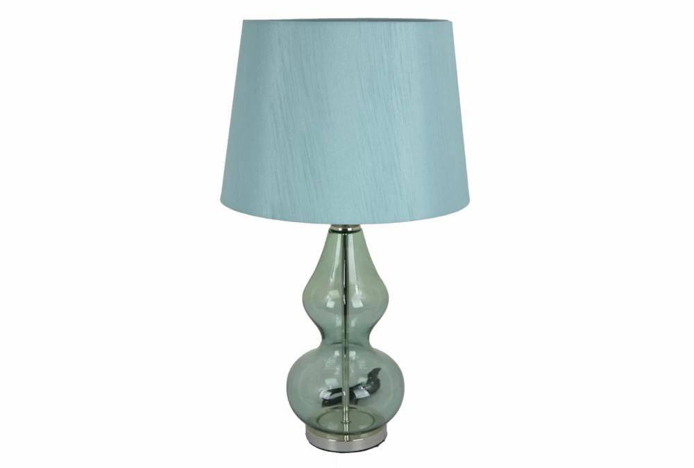 Table Lamps | 27″ Blue Transparent Glass 2 Tier Genie Table Lamp With Blue Shade Decor Table Lamps