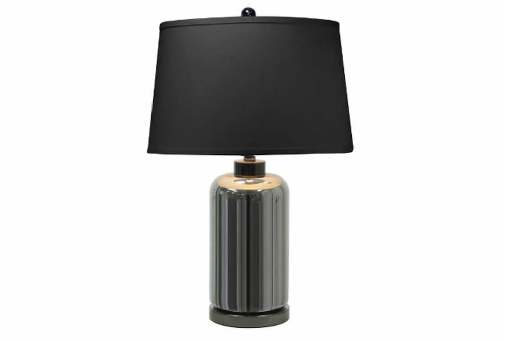 Table Lamps | 27 Inch Black Glass Cylinder + Gunmetal Table Lamp With Black Shade Decor Table Lamps