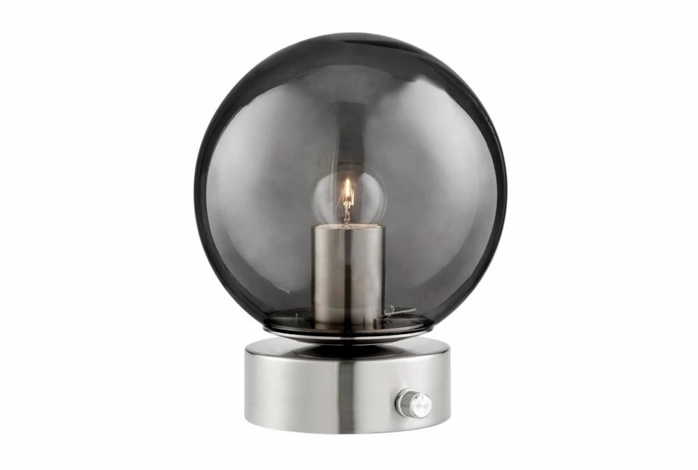 Table Lamps | 8.5″ Brushed Nickel + Smoke Glass Sphere Table Lamp With Dimmer Decor Table Lamps