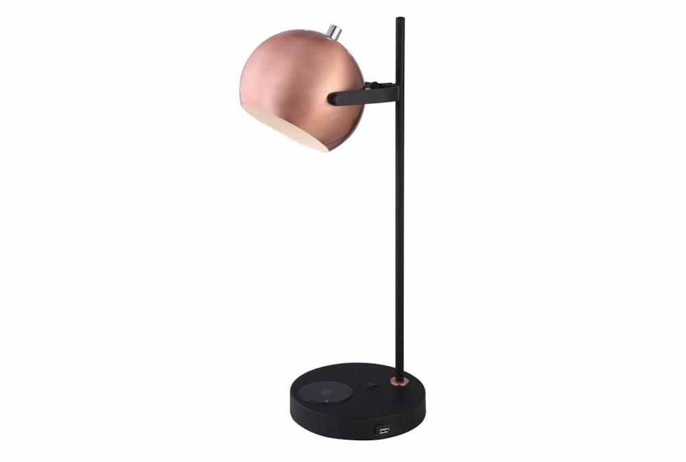 Table Lamps | Table Lamp – 20 Inch Black + Copper Desk Lamp With Usb + Phone Charger Decor Table Lamps