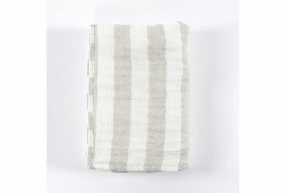 Throw Blankets | 50X70 Ivory + Natural Atwater Stripe + White Sherpa Reversible Throw Blanket Decor Throw Blankets