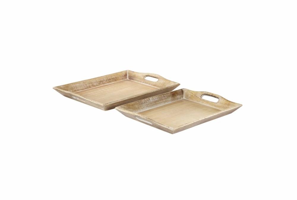 Trays | 2 Piece Set Wood Tray Decor Trays