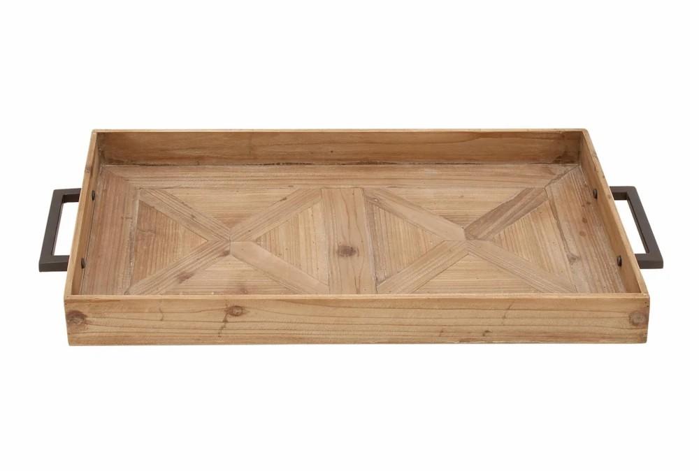 Trays | 3 Inch Wood Metal Tray Decor Trays