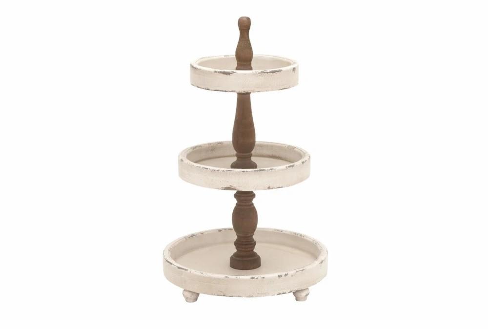 Trays | Antique White + Natural 3 Tier Tray Decor Trays