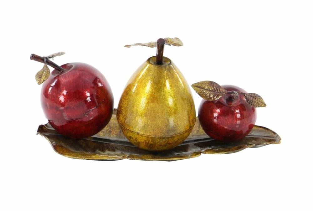 Trays | Red 9 Inch Metal Fruit Tray Stand Decor Decor Trays