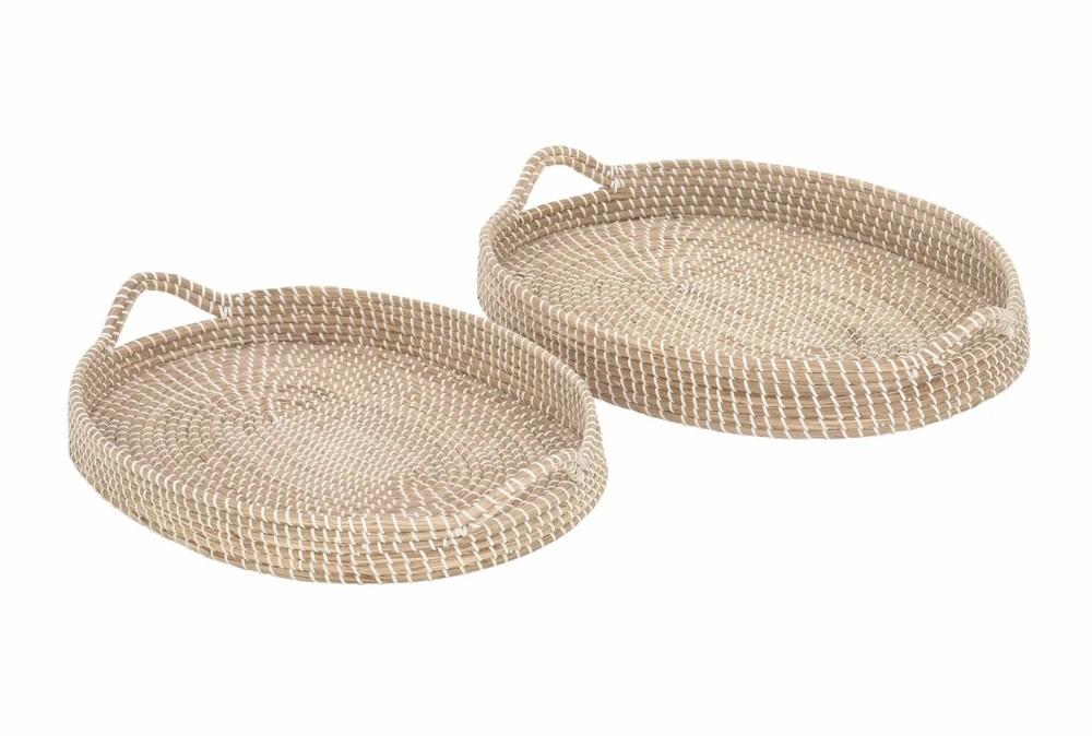 Trays | Set Of 2 Round Seagrass Tray Decor Trays