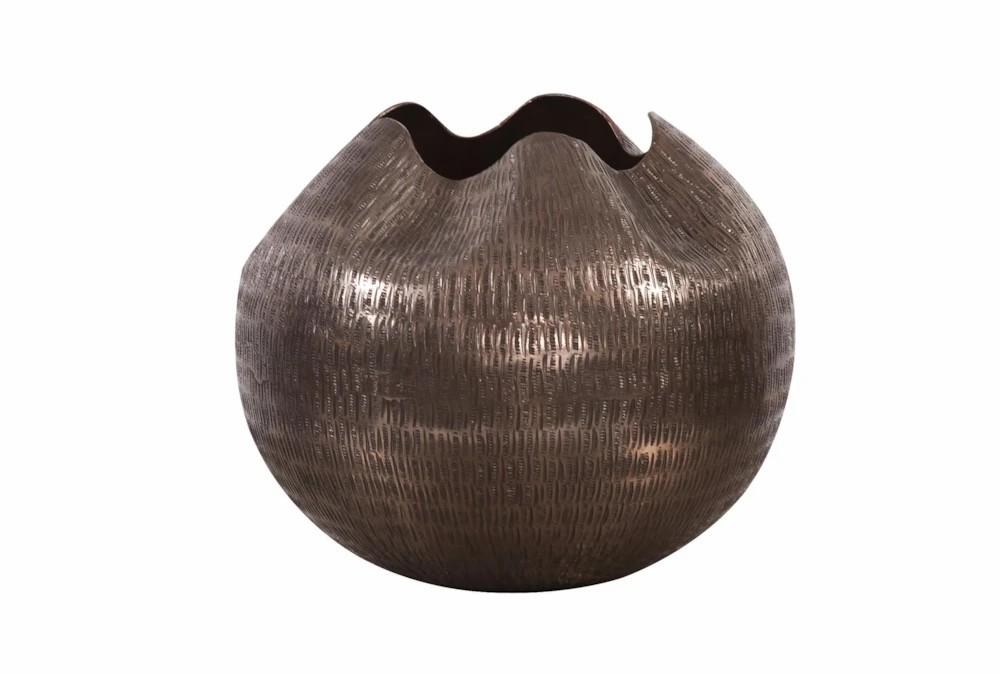 Vases | 10 Inch Copper Finish Textured Aluminjum Pinch Globe Vase Decor Vases