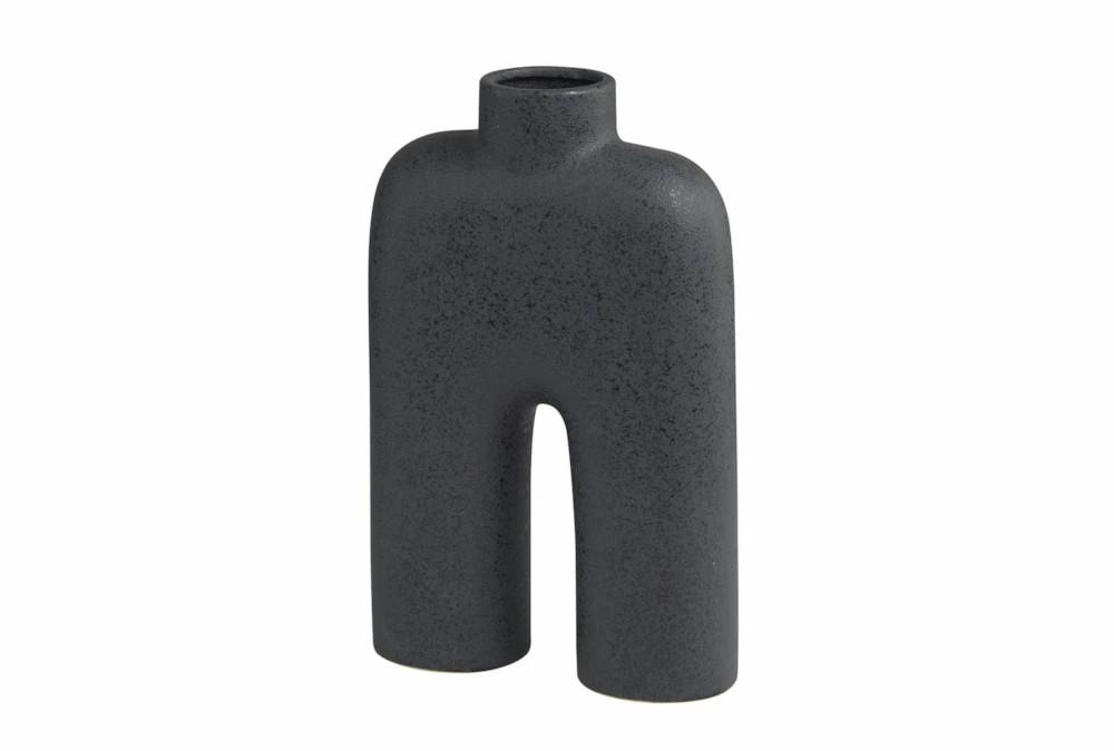 Vases | 13″ Black Speckled Ceramic Abstract Arched Vase Decor Vases