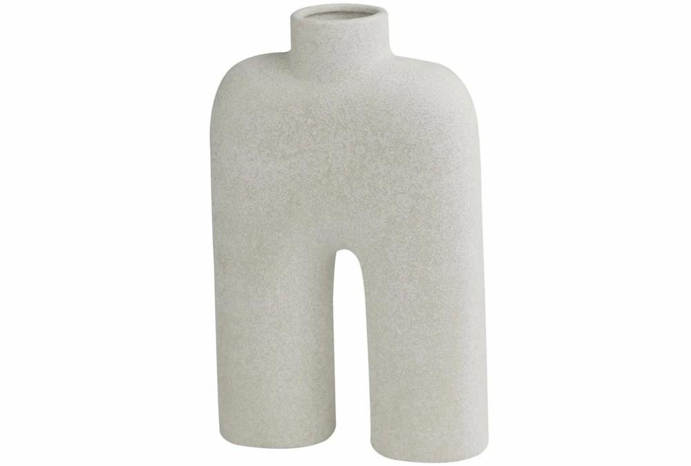 Vases | 13″ White Speckled Ceramic Abstract Arched Vase Decor Vases